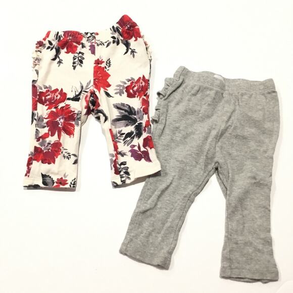 Bundle of Baby Girl Pants sz 3-6 m Ruffle Back Leggings - Picture 1 of 5